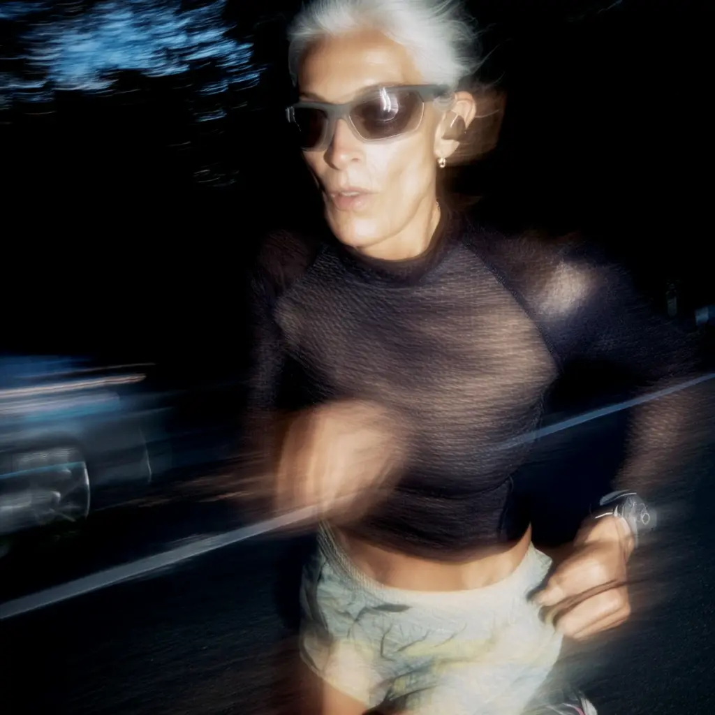 An active woman running outdoors